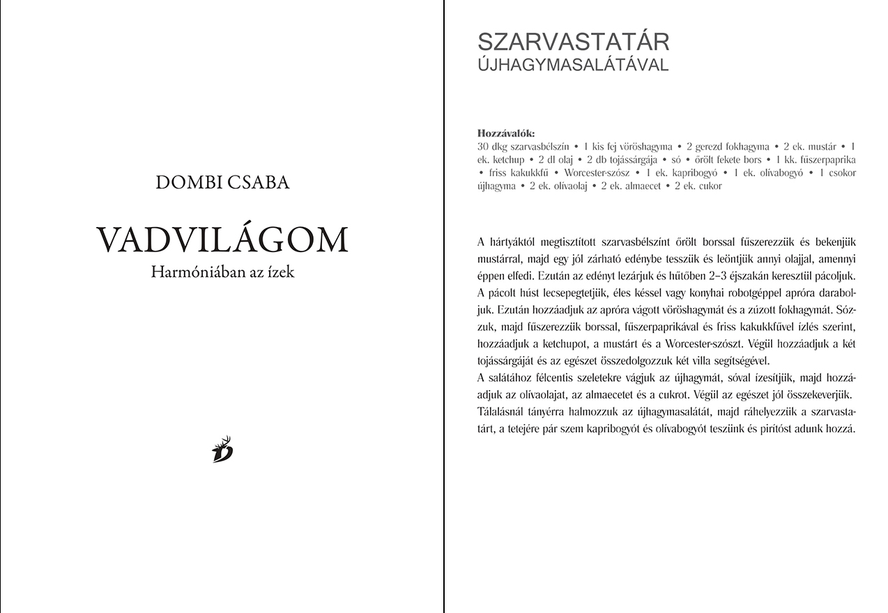 Dombi Csaba Vadvilágom című szakácskönyve előnézet